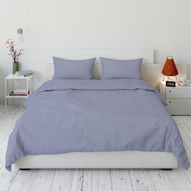 Комплект постельного белья Евро+ LUCKY (пододеяльник, наволочки 50х70см-2шт) светло-синий поплин хлопок 100% 000000000001216638