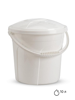 Ведро 10л с крышкой белый полиэтилен 000000000001227326