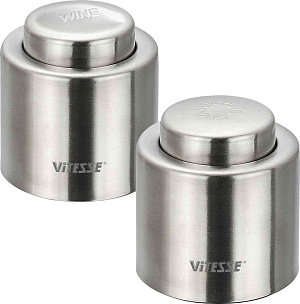 Набор для закупоривания бутылок 2 предмета VITESSE нержавеющая сталь. В комплекте: пробка для бутылки вина,  пробка для бутылки шампанского 000000000001013921