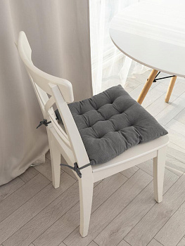 Подушка на стул 40х40см DE'NASTIA светло-серый вельвет полиэстер 000000000001226733