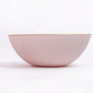 Салатник 13см GLASSCOM золотая кайма pink стекло 000000000001213167