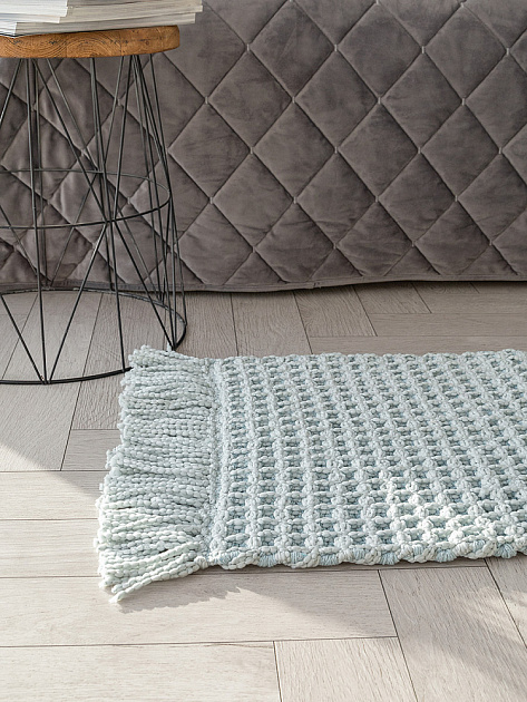 Коврик универсальный 50x80см DE'NASTIA Вафля с бахромой синий хлопок/полиэстер 000000000001230280