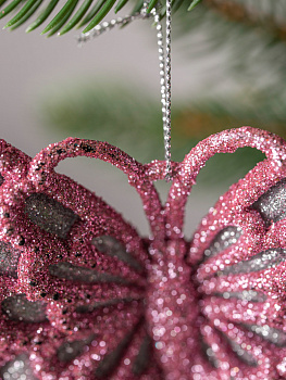 Украшение декоративное Бабочка 12х8см розовый пластик 000000000001208282