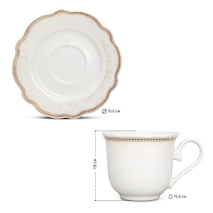 Пара чайная 220мл/блюдце Stephanie с перламутром золото фарфор 000000000001219787