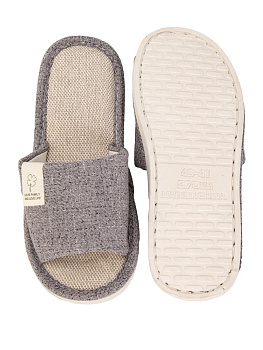 Тапочки домашние 40-41  женские открытые текстильные серый полиэстер/ПВХ 000000000001228886