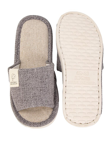 Тапочки домашние 40-41  женские открытые текстильные серый полиэстер/ПВХ 000000000001228886