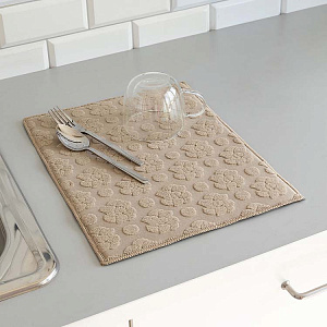 Коврик для сушки посуды 40х30см LUCKY Розы бежевый жаккард микрофибра полиэстер 000000000001223880