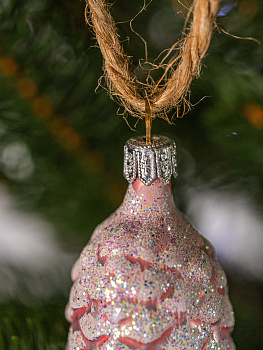 Набор декоративных украшений Шишка Еловая 2шт 7см БИРЮСИНКА розовый стекло 000000000001180008