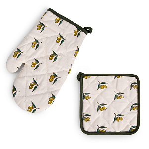 Набор кухонный (рукавица 18х26см + прихватка 17х17см) СОФТИ Оливки молочный хлопок 100% 000000000001218611