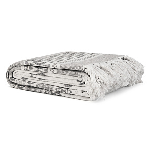 Плед 190х220см LUCKY ETNIC SGTH-1238 узор/полоска светло-серый экрю хлопок 100% 000000000001218044