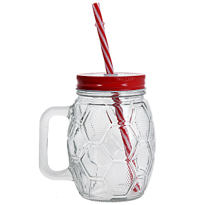 Кружка-банка 400мл Футбол прозрачная M020137/R030481 стекло 000000000001175931