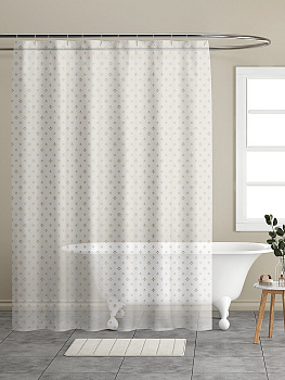 Шторка для ванной 180x200см DE'NASTIA Цветок молочный пева 000000000001209077