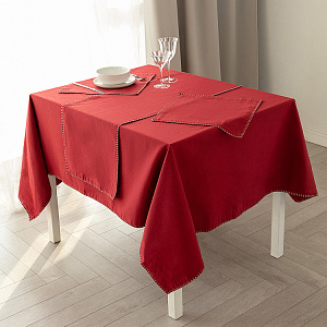 Раннер 35x160см DE'NASTIA Holiday вышивка серебром красный хлопок/полиэстер 000000000001226200