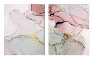 Картина на холсте (канвас) 40х50см комплект из 2-х частей Мрамор розовый 000000000001214946