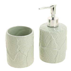 Набор для ванной 2 предмета ДОЛЯНА Мезо дозатор для мыла стакан серый керамика пластик 000000000001209705