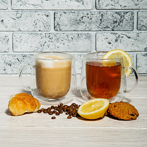 Набор кружек 2шт 350мл OLAFF двойные стенки стекло 000000000001205797