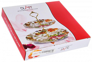 Фруктовница 2-х ярусная фарфор блюдо 180мм  230мм подарочная упаковка РАССВЕТ OLAFF 124-01100 000000000001193914