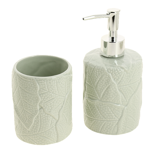 Набор для ванной 2 предмета ДОЛЯНА Мезо дозатор для мыла стакан серый керамика пластик 000000000001209705