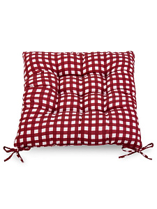 Подушка на стул 40x40см Клетка мелкая красный полиэстер 000000000001228080