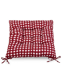 Подушка на стул 40x40см Клетка мелкая красный полиэстер 000000000001228080