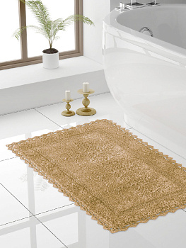 Коврик для ванной 60x100см DE'NASTIA кружево золотой хлопок 100% 000000000001207087