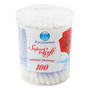 ПАЛОЧКИ ВАТНЫЕ SUPER SOFT 100 шт  круглая упаковка РУСАЛОЧКА 070154 000000000001199141