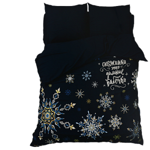 Комплект постельного белья "Этель" евро Зимние бабочки 200х215см, 220х240см, 70х70см-2шт, 100% хлопок поплин 4349477 000000000001202315