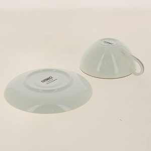 Чайная пара костяной фарфор 210мл Alpino ESPRADO, отводка сметаллическим блеском, серебристая, можно мыть в ПММ, можно в микроволновой печиALP021WE303 000000000001193127