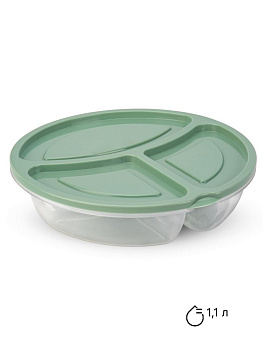 Контейнер пищевой 1,1л круглый с отделениями в ассортименте пластик 000000000001228398