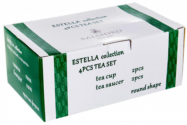 Набор чайный 4 шт фарфор2чашки240мл/2блюдца подарочная упаковка Эстелла Balsford 123-16007 000000000001197864