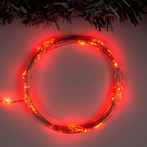 Гирлянда-Нить 5м 50LED LUAZON LIGHTING IP20 2 режима 3хAA РОСА серебристая нить свечение красное 000000000001208002