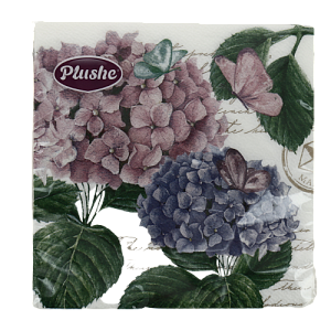 Салфетки бумажные 2слоя 15листов Plushe Гортензия 19614 000000000001204664