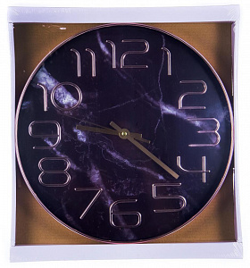 Часы настенные 30х30х4,1см GUTERWAHL чёрный мрамор тихий ход 152-33016 000000000001205675