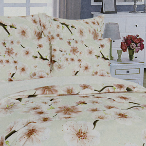 Комплект постельного белья Семейный LUCKY Сакура пододеяльник215х145см-2шт простынь220х240см наволочки50х70см-2шт розовый поплин 100%хлопок 000000000001208107