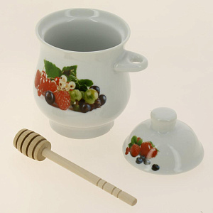 Баночка для меда с ложкой фарфор подарочная упаковка  ЯГОДЫ GUTERWAHL 102-05073 000000000001193899