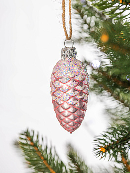 Набор декоративных украшений Шишка Еловая 2шт 7см БИРЮСИНКА розовый стекло 000000000001180008