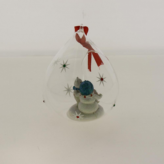 Новогоднее подвесное украшение Снеговик и мишка из стекла и полирезины / 8x7x11 см арт.78368 000000000001191400