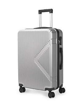 Чемодан на колесах M (42х26х65см) геометрия серебро ABS 000000000001226512