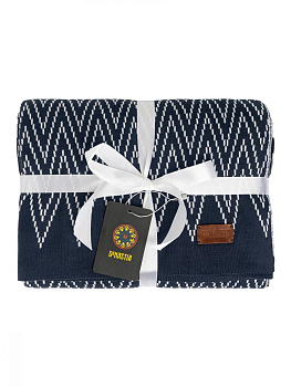 Плед двухсторонный 140x180см DE'NASTIA Зиг-заг синий/белый акрил 000000000001218622