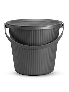 Ведро-стул 10л FORA с крышкой вельвет серый полиэтилен 000000000001227346