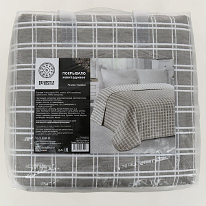 Покрывало DE'NASTIA 210x230см жаккард клетка коричневый U000170 000000000001203202