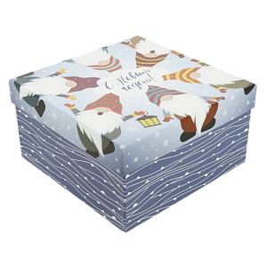 Коробка подарочная 21x21x11см Гномы квадратная синий 000000000001208378