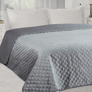 Покрывало 220x240см DeNASTIA Геометрия велюр голубой полиэстер U000273 000000000001203751