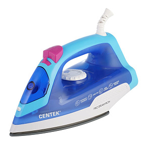 Утюг CENTEK CT-2348 BLUE 1800Вт керамическая подошва паровой удар самоочистка 200мл синий пластик 000000000001212428