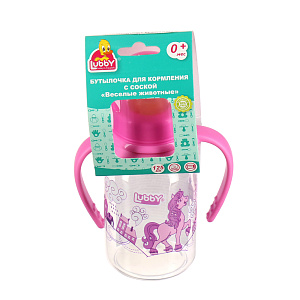 Бутылочка с соской от 0 месяцев Веселые животные Lubby, 250мл 000000000001135409