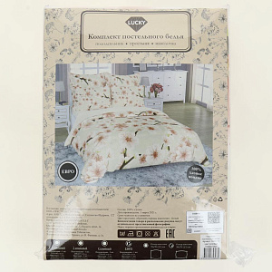 Комплект постельного белья Евро LUCKY Сакура пододеяльник215х220см простынь220х240см наволочки50х70см-2шт розовый поплин 100%хлопок 000000000001208106