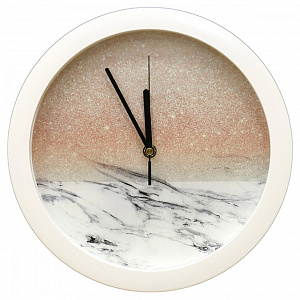 Часы  Мрамор с роз. кварц П1-7/7-556 с блестками 000000000001190956