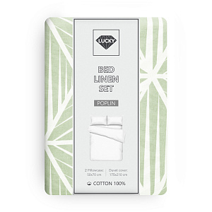 Комплект постельного белья 2,0сп LUCKY ГЕОМЕТРИЯ (пододеяльник, наволочки 50х70см-2шт) светло-зеленый поплин хлопок-100% 000000000001215946