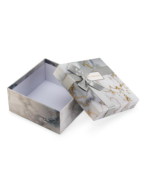 Подарочная коробка 19х19х9,5см МРАМОР белый картон 000000000001229190