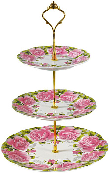 фруктовница 3-х ярусная,  блюдо 155мм, 180мм, 230мм,подарочная упаковка,Сад,ФЛОРА,124-01105 000000000001190456